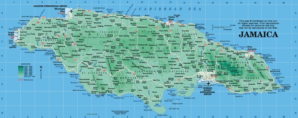 გეოგრაფიული რუკა jamaica
