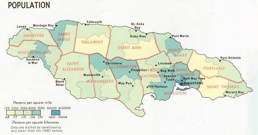 მოსახლეობა რუკა jamaica