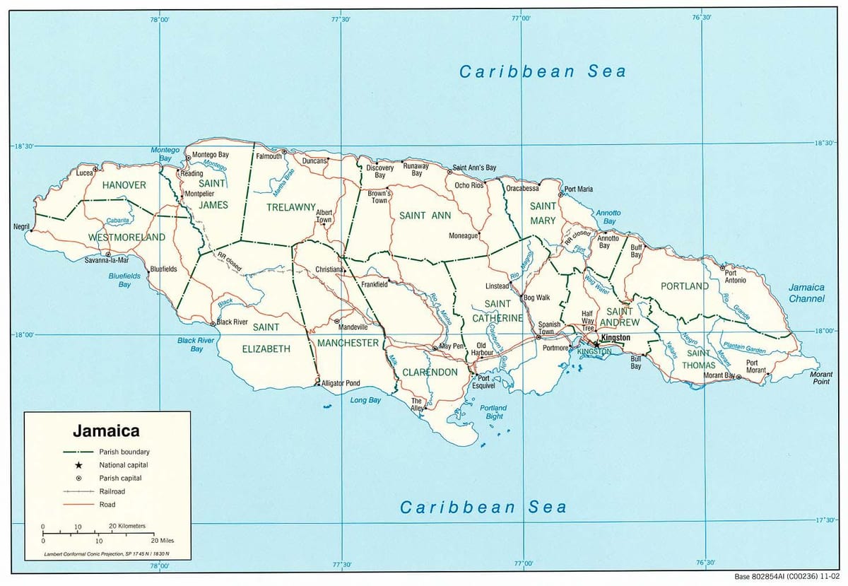 რუკა შავი მდინარე jamaica