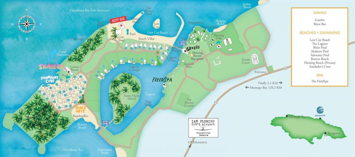 რუკა იამაიკის კურორტებზე