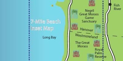 რუკა negril იამაიკის 7 მილის beach